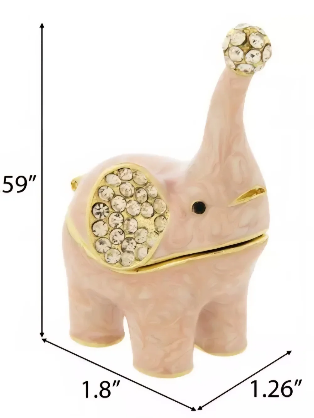 Adorable Baby Pink Elephant Enameled Jewelry Box Trinket Box